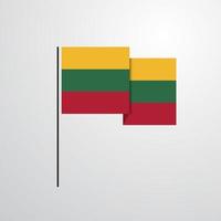 vector de diseño de bandera ondeante de lituania