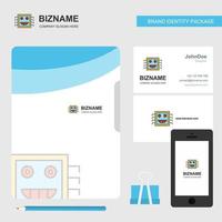 Processor Business Logo File Cover Visiting Card and Mobile App Design Vector Illustration