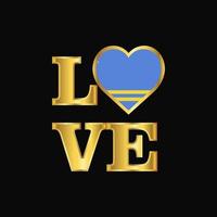 Love typography Aruba flag design vector Gold lettering