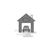 House garage Web Icon Flat Line Filled Gray Icon Vector