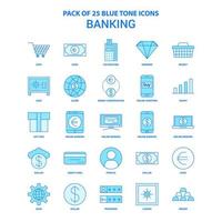 paquete de iconos de tono azul bancario 25 conjuntos de iconos vector