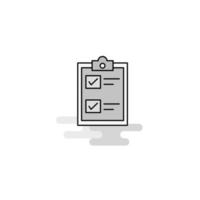 lista de verificación icono web vector de icono gris lleno de línea plana