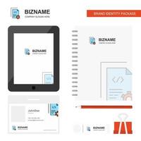 Coding Business Logo Tab App Diary PVC Employee Card and USB Brand Stationary Package Design Vector Template