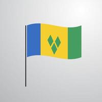 Saint Vincent and Grenadines waving Flag vector