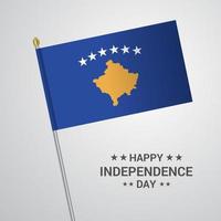 diseño tipográfico del día de la independencia de kosovo con vector de bandera