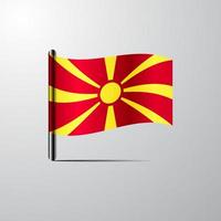 Macedonia waving Shiny Flag design vector