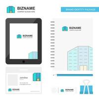 Building Business Logo Tab App Diary PVC Employee Card and USB Brand Stationary Package Design Vector Template