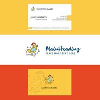 Beautiful Bird Logo and business card vertical Design Vector