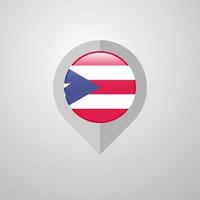 puntero de navegación de mapa con vector de diseño de bandera de puerto rico