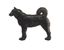 Black dog figure on white background, Laika photo