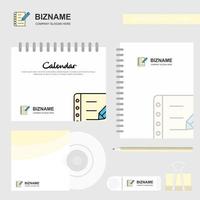 Writing on notes Logo Calendar Template CD Cover Diary and USB Brand Stationary Package Design Vector Template