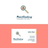 Flat Search bug Logo and Visiting Card Template Busienss Concept Logo Design vector