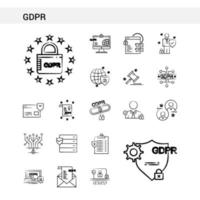 GDPR hand drawn Icon set style isolated on white background Vector