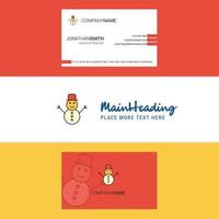 Beautiful Snowman Logo and business card vertical Design Vector