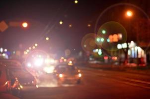 Blurred landscape of night city photo