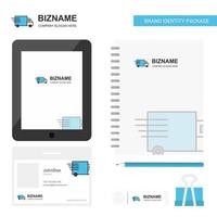 Truck Business Logo Tab App Diary PVC Employee Card and USB Brand Stationary Package Design Vector Template