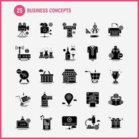 Business Concepts Solid Glyph Icons Set For Infographics Mobile UXUI Kit And Print Design Include Open Board Board Shop Mall Calendar Date Months Collection Modern Infographic Logo and Pict vector