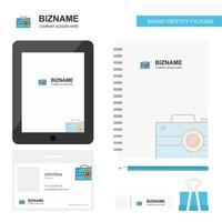 Camera Business Logo Tab App Diary PVC Employee Card and USB Brand Stationary Package Design Vector Template