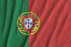Portugal flag printed on a polyester nylon sportswear mesh fabri photo