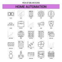 conjunto de iconos de línea de automatización del hogar 25 estilo de contorno discontinuo vector