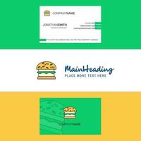 Beautiful Burger Logo and business card vertical Design Vector