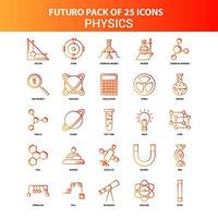 naranja futuro 25 conjunto de iconos de física vector