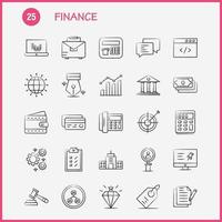 Finance Hand Drawn Icons Set For Infographics Mobile UXUI Kit And Print Design Include Computer Pin Text Finance Search Research Finance Man Icon Set Vector