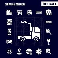 Shipping Delivery Solid Glyph Icon Pack For Designers And Developers Icons Of Globe Location Search Delivery Online Shipping Shopping Transport Vector