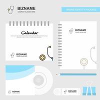 Stethoscope Logo Calendar Template CD Cover Diary and USB Brand Stationary Package Design Vector Template