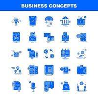 conceptos de negocio conjunto de iconos de glifo sólido para infografía kit de uxui móvil y diseño de impresión incluyen escala vector brújula educación monitor computadora avatar compartir colección infografía moderna