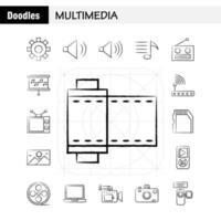 icono multimedia dibujado a mano para impresión web y kit de uxui móvil, como herramienta de configuración de mantenimiento de engranajes, altavoz, hardware de computadora, paquete de pictogramas vector