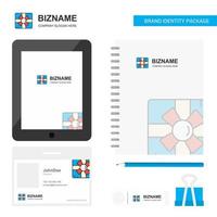 Giftbox Business Logo Tab App Diary PVC Employee Card and USB Brand Stationary Package Design Vector Template