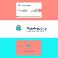 Beautiful Computer setting Logo and business card vertical Design Vector