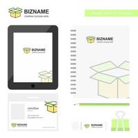 Carton Business Logo Tab App Diary PVC Employee Card and USB Brand Stationary Package Design Vector Template