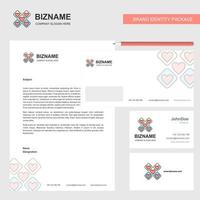 Hearts blocks Business Letterhead Envelope and visiting Card Design vector template