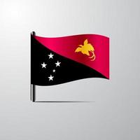 Papua New Guinea waving Shiny Flag design vector