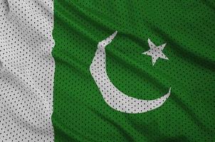 Pakistan flag printed on a polyester nylon sportswear mesh fabri photo