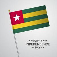 diseño tipográfico del día de la independencia de togo con vector de bandera