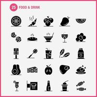 conjunto de iconos de glifo sólido de alimentos y bebidas para infografías kit de uxui móvil y diseño de impresión incluyen copa de cóctel copa de vino bebida de croissant para hornear vector conjunto de iconos