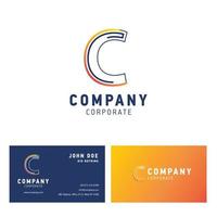 C company logo design with visiting card vector