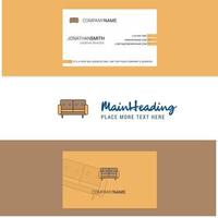 Beautiful Couch Logo and business card vertical Design Vector