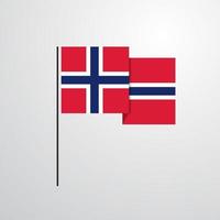 vector de diseño de bandera ondeante de noruega