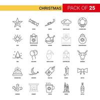 Christmas Black Line Icon 25 Business Outline Icon Set