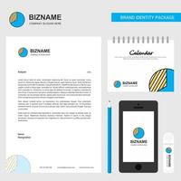 Graph Business Letterhead Calendar 2019 and Mobile app design vector template