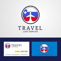 logotipo de la bandera del círculo creativo de eslovenia de viaje y diseño de tarjeta de visita vector