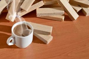 Coffee cup and waffels photo