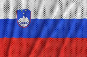 Slovenia flag printed on a polyester nylon sportswear mesh fabri photo