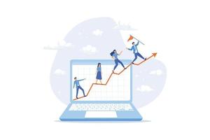 Increase business performance, growth, improvement or growing for success or investment profit, strategy or plan concept, flat vector modern illustration