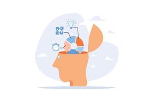 Cognitive ability skill to think and process solution or idea to solve problem in timely manner, intelligence, knowledge or aptitude test, flat vector modern illustration