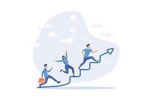 Growth strategy, career path development or growing business, employee training or improvement, job promotion concept, flat vector modern illustration